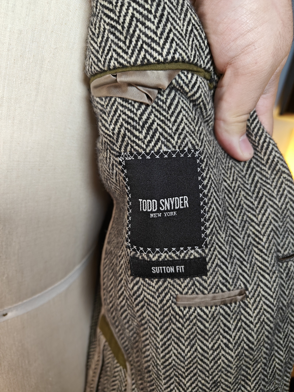Todd Snyder Sutton Mens 38S Grey Herringbone Tweed Wool Sport Coat Blazer - Picture 7 of 15